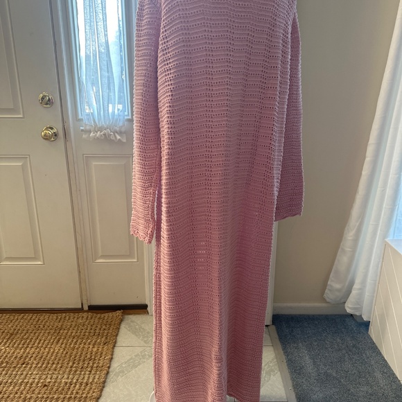 Free People tie front crochet cardigan duster maxi length size Large - Picture 7 of 7